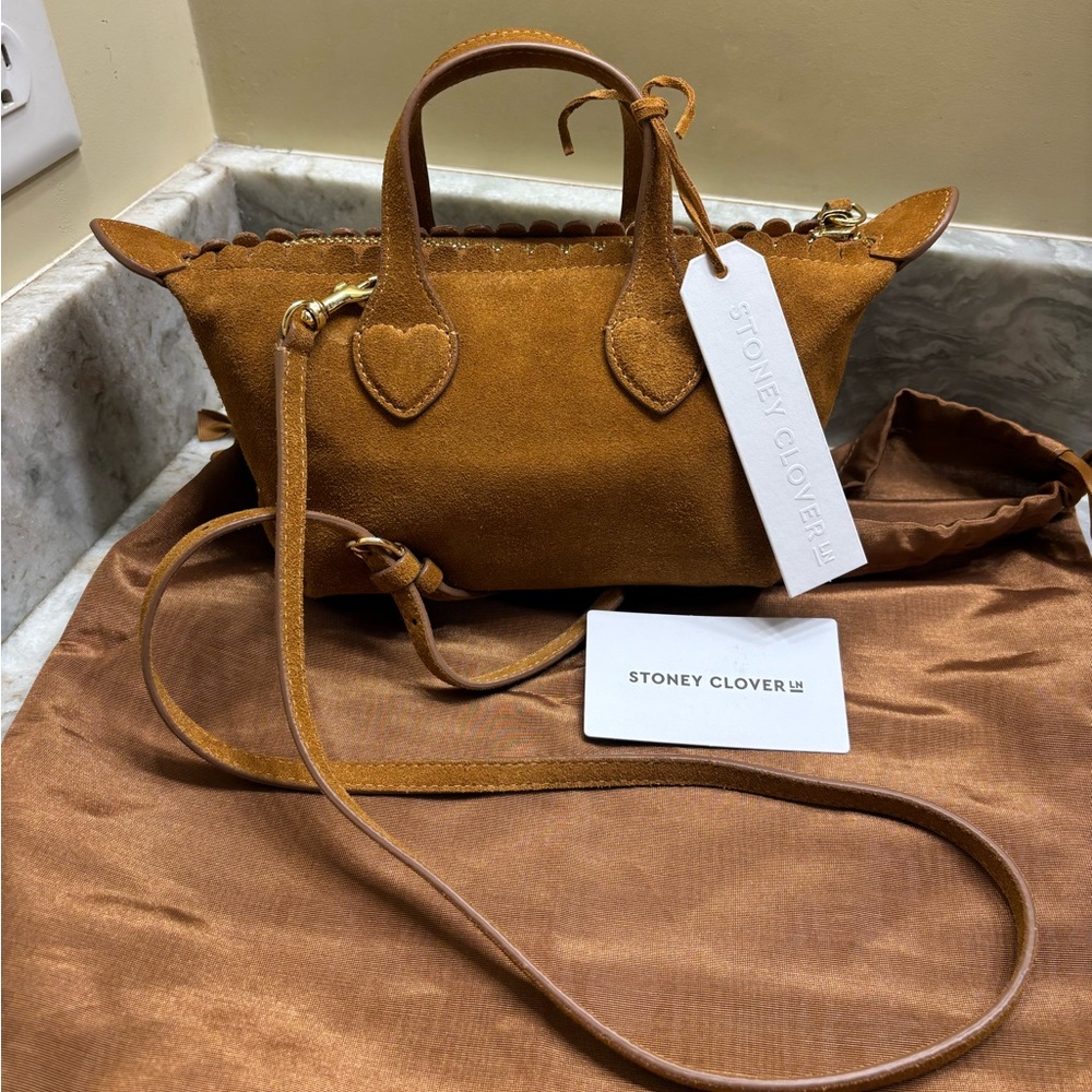 Stoney Clover Lane Pittsford Pouchette Crossbody Bag 19 Suede Maple